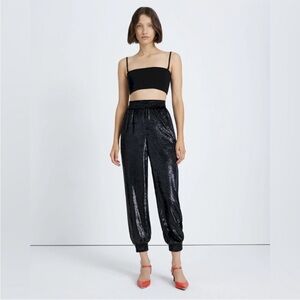 7 for all mankind black shine Sequin joggers side pockets Size Medium